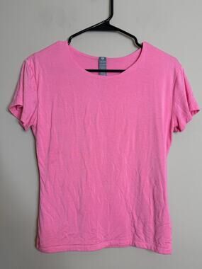 Simply Southern Womens Pink Double Layer Scoop Neck Tee Size Medium